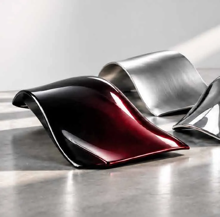 Muestras de efecto Black Shape, aluminio y cromo